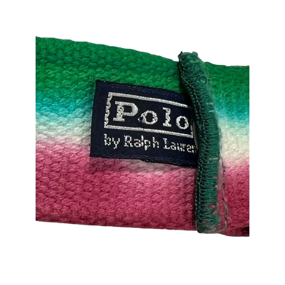 Polo Ralph Lauren D-Ring Belt Mens OS Green Pink Ombre Striped Preppy Canvas A61